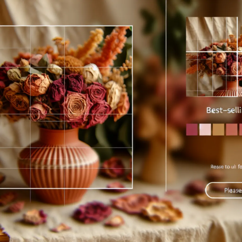 Kézzel kötött szárazvirág kompozíció terrakotta, rózsaszín és natúr árnyalatokkal