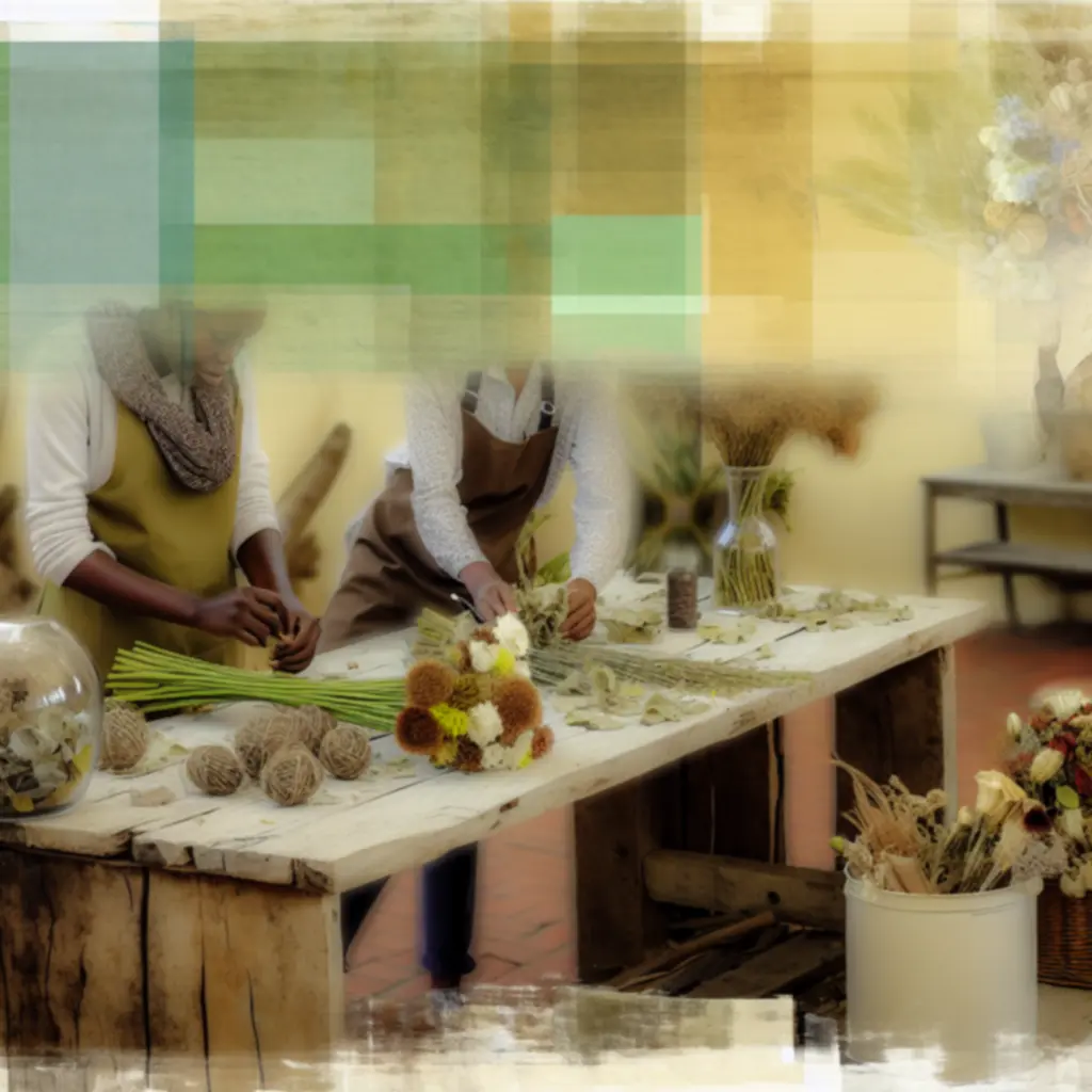 PetalHoouse virágkötő csapat munka közben kézműves kompozíciókat készít